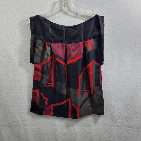 Zara Tops - Zara Women 100% Silk Black, Gray & Red Top Size S 12223-0540